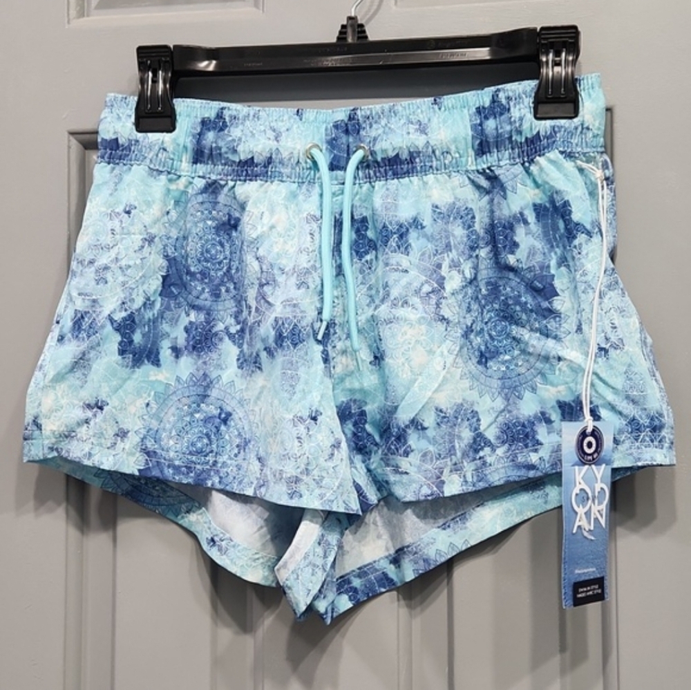 NWT Kyodan UPF 40 Swim Shorts Elegant Mandala Blue Bohemian Boho Design